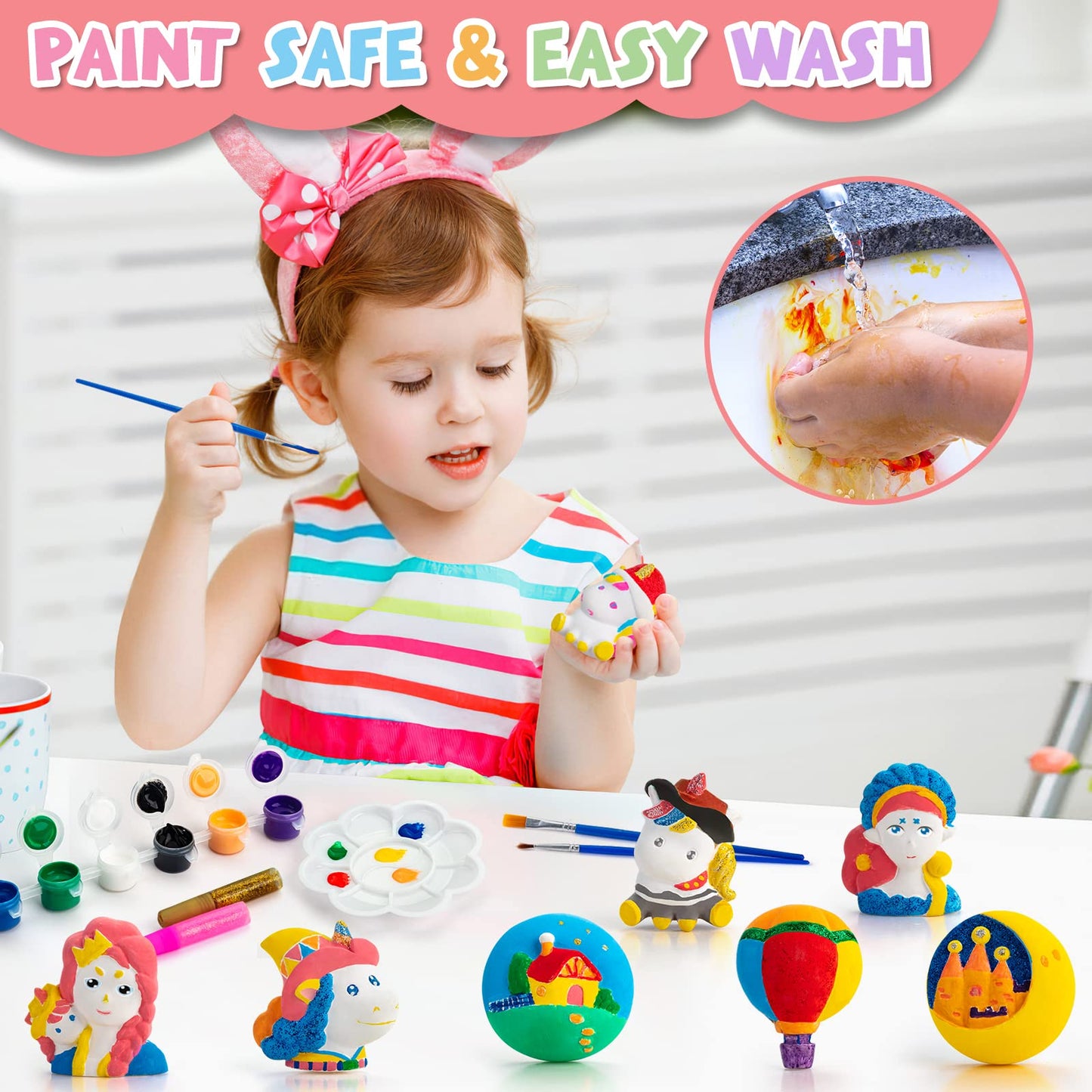 Kodatek 62 Pieces Unicorn Painting Kit, Arts And Crafts For Kids, Unicorn Toys Diy Creative Activity, 8 Unicorn Figurines, Easter Birthday Unicorn Gift For 4-8 Years Old Girls Kids