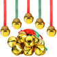 12 Pieces Christmas Bell Necklaces Large Gold Red Green Christmas Bell Necklaces for Craft Holiday Party Supplies (Cute Colors)