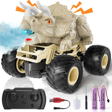 Lilybuds 2.4Ghz Remote Control Dinosaur Car Toys Gifts For 3 4 5 6 Year Old Kids, Remote Control Triceratops Truck Toys For Kids