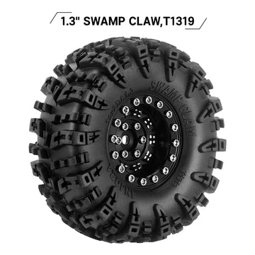 Injora 1.3'' Wheel Tires Set - S5 Swamp Claw Mud Terrain Tires And Aluminum Wheel For 1/18 1/24 Scx24 Trx4M Upgrade Rc Crawler C