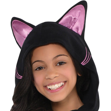 Amscan Stunning Black Cat Zipster Costume For Girls (Medium 8-10) - 1 Pc - Unique, Cute & Cozy - Perfect For Halloween & Cosplay