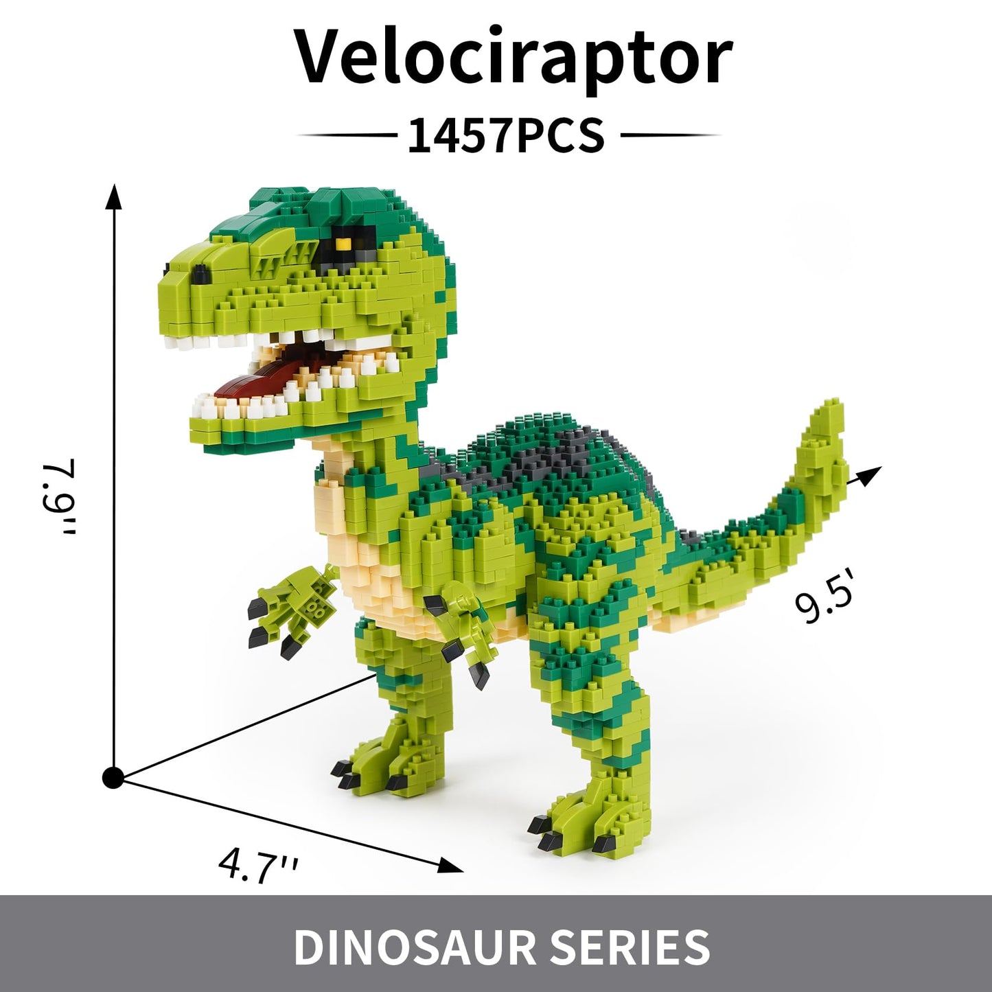 Geniteen Building Block Dinosaur Model Micro Mini Blocks Dinosaur Building Kit Gifts for Kids and mature-themed (Velociraptor)