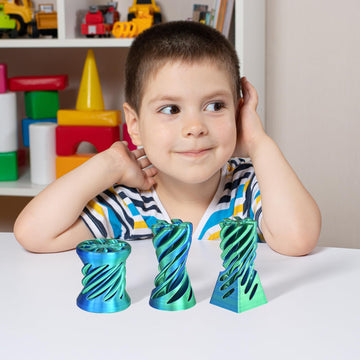 Mydhall 3PCS Impossible Cone 3D Printed Spiral Cone Fidget Toys Impossible Pyramid Passthrough Sculpture Stress Relieving Toys for mature-themeds and Kids Stocking Filler White Elephant Gifts(Blue Green)