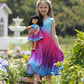 Bow Dream Girl Dress and Matching American Girl Doll Clothes Accessories Rainbow Mermaid Unicorn Size 120