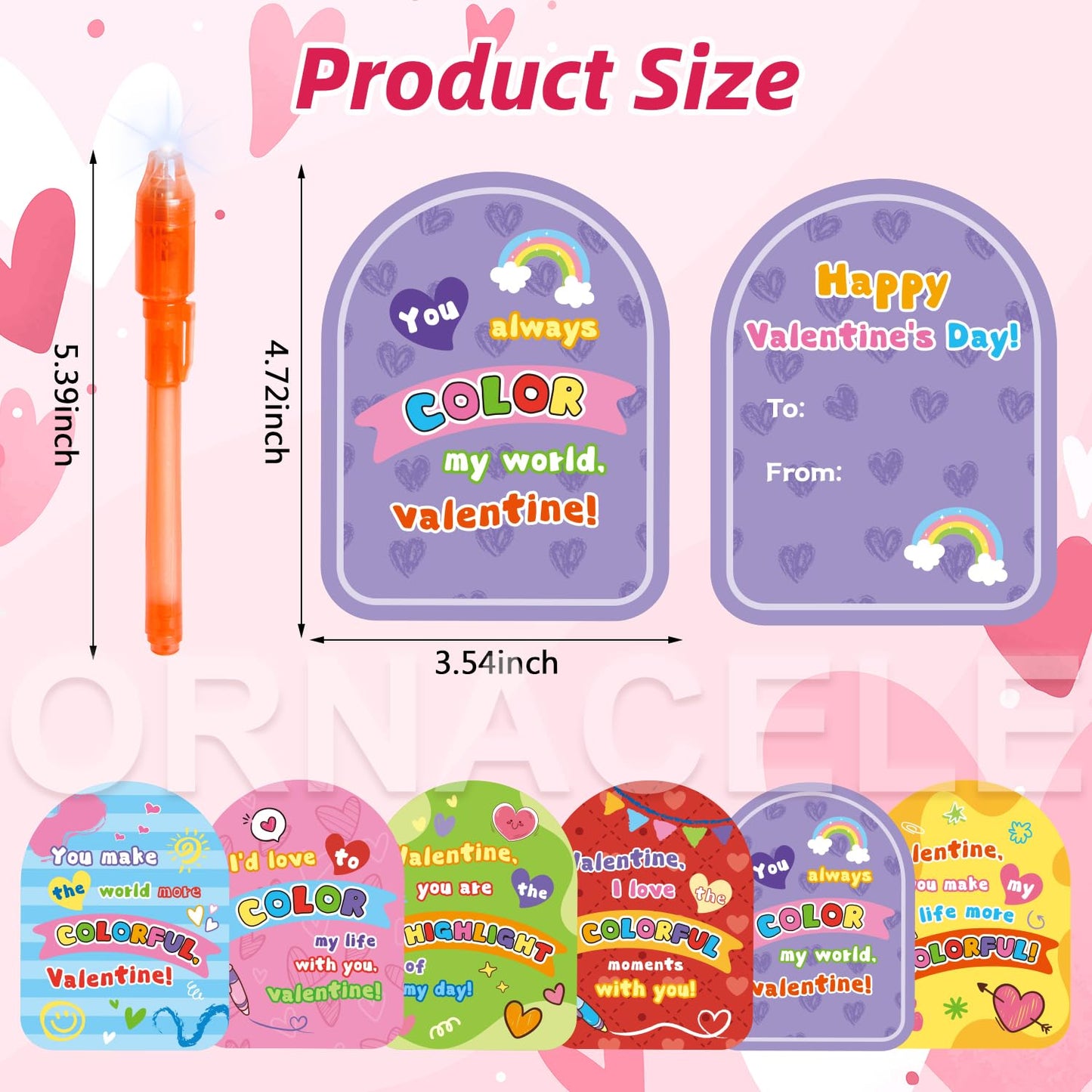 ORNACELE 32Pcs Kids Valentines Day Gifts for Classroom - Valentine Cards with Pens Novelty Toys for Boys Girls Exchange Gifts, P