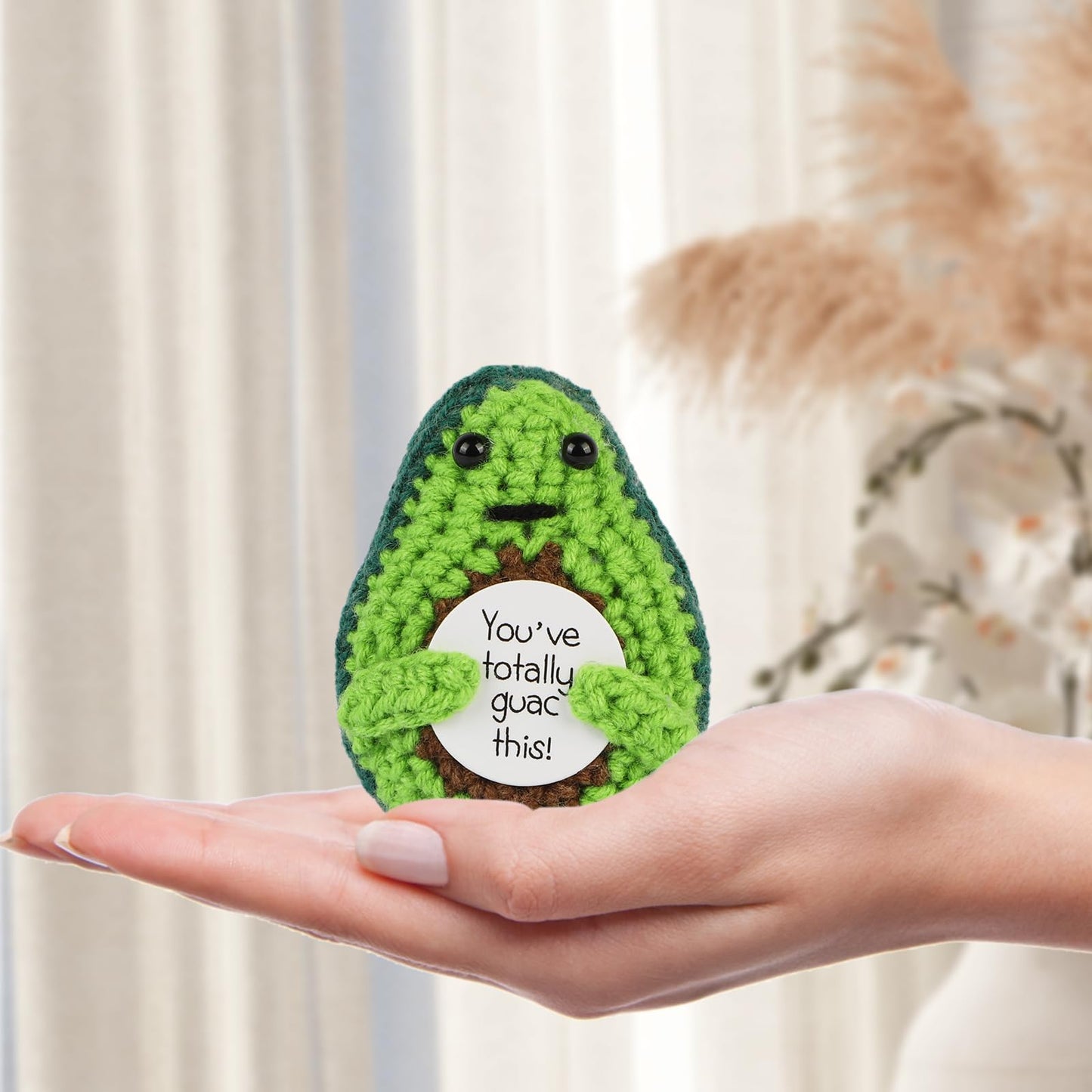 Dafuriet Mini Funny Positive Potato, 3 Inch Knitted Wool Doll With Positive Card For Cheer Up Gifts And Party Decorations, Cute Wool Positive Potato Crochet Doll(Avocado)