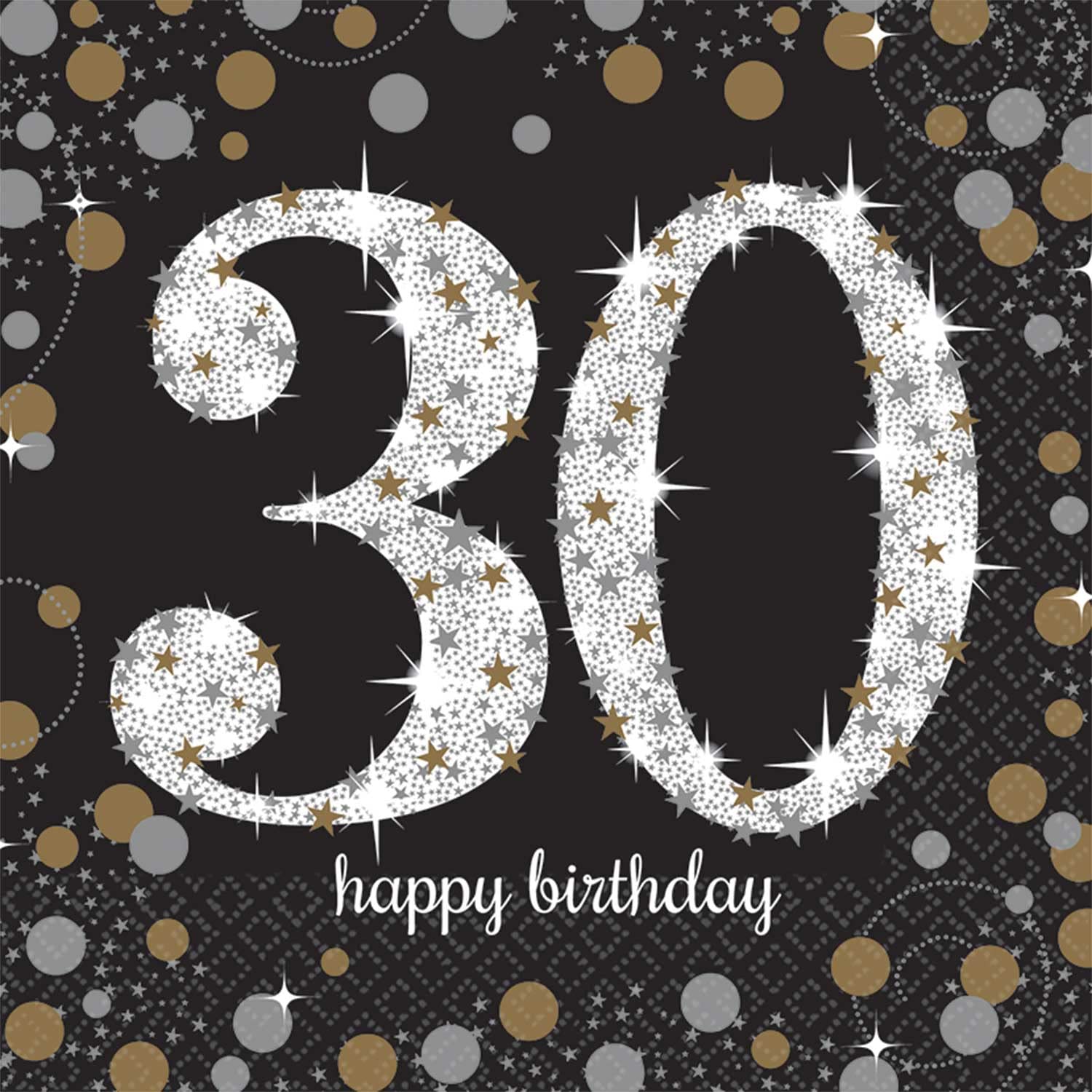 Amscan 511544 Sparkling Celebration 30' Luncheon Napkins, 16 Pcs, Birthday