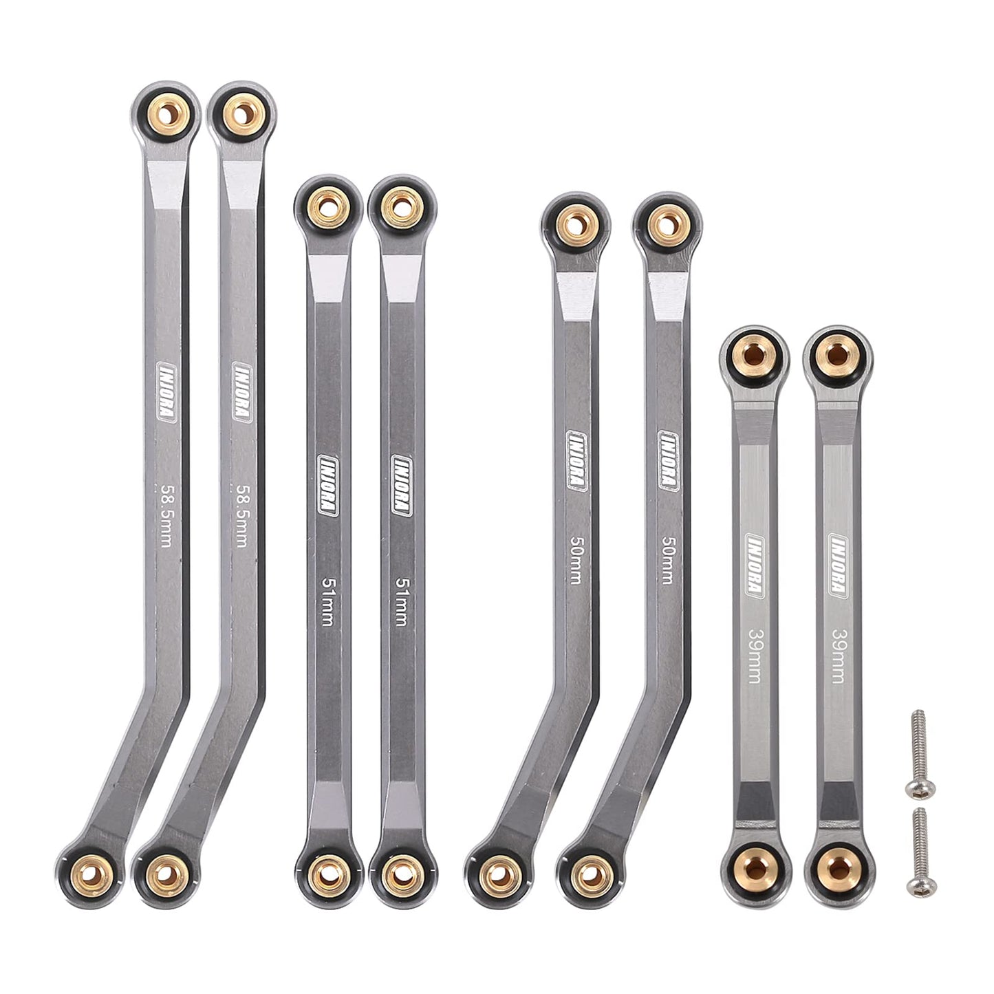 INJORA High Clearance Front 4 Links Set for SCX24 JLU AXI00002 C10 AXI00001 Bronco Axial 1/24 RC Crawler Car, 8PCS(Grey)