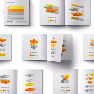 Pixio Retrofuturism - Tiny Magnetic Blocks Building Toy In The Pixel Art Style With Free App - 5/16'' Plastic Cubes With 6 Magne