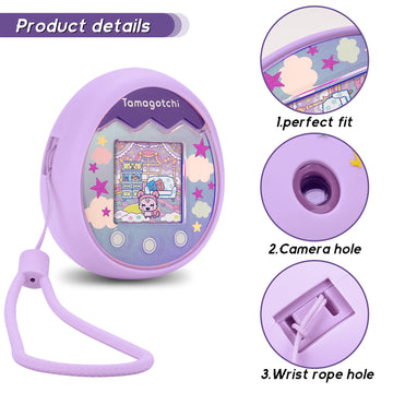 Mgznmty Silicone Cover Case Compatible With Tamagotchi Pix Virtual Pet Machine With Hand Strap (Purple)