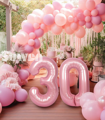 Suwen 40 Inch Large Pink 30 Balloon Numbers Big Foil Helium Number Balloons 0-9 Jumbo Happy 30Th Mylar Birthday Party Decoration
