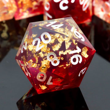 PJOY DND Sharp Edged Dice Set, 7pcs Red Clear Resin DND Dice Set D&D Polyhedral Dice with Dice Case for Role Playing Dice Games