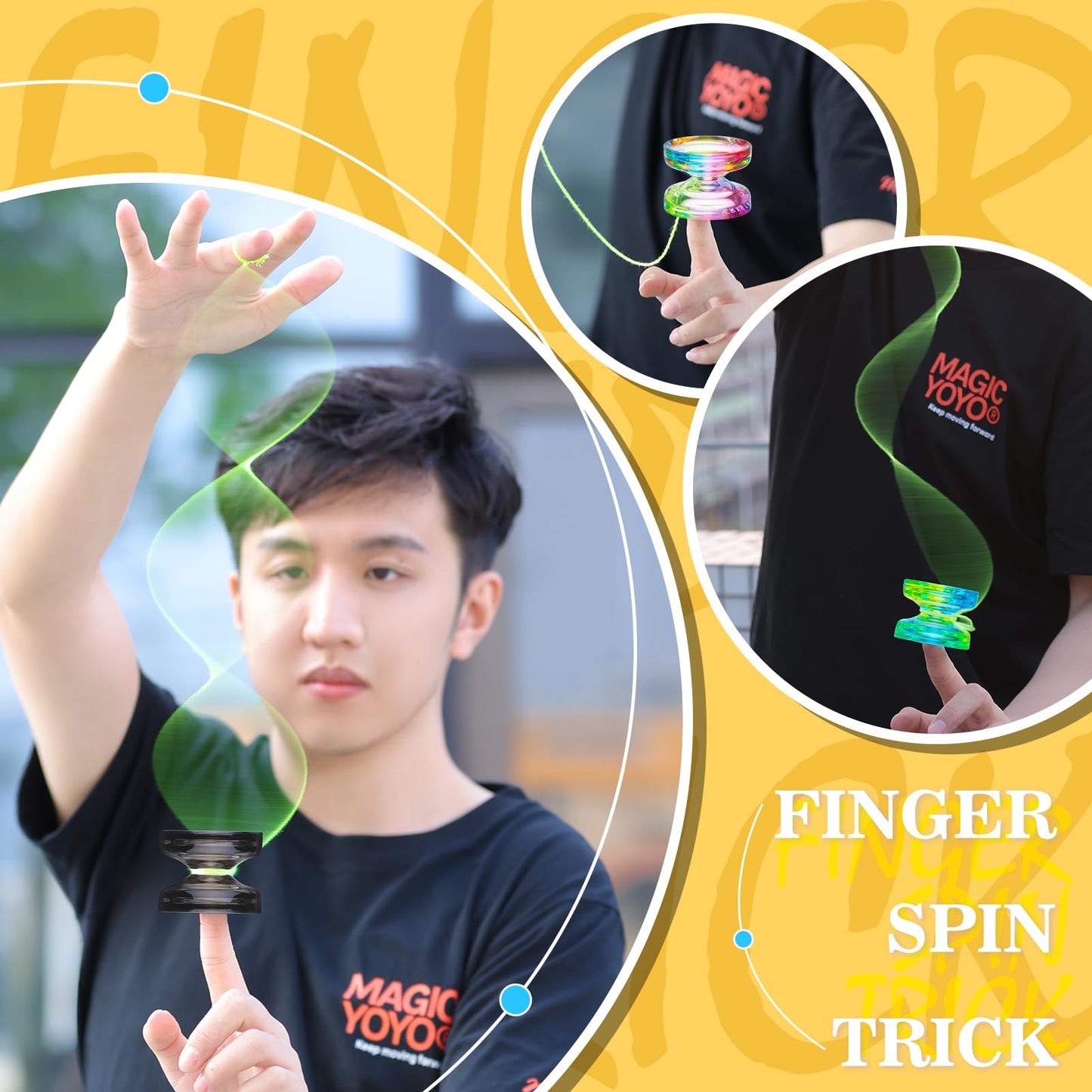 Magicyoyo Pack Of 3 Yoyo K2 Crystal Responsive Yoyo For Kids Beginner,Dual Purpose Yoyos With Replacement Unresponsive Yoyo Bear