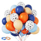 Funhot Blue And Orange Balloons Set, 60Pcs Blue Theme Balloons, 12Inch Pastel Orange Navy Blue Party Balloons Paw Printed Balloo