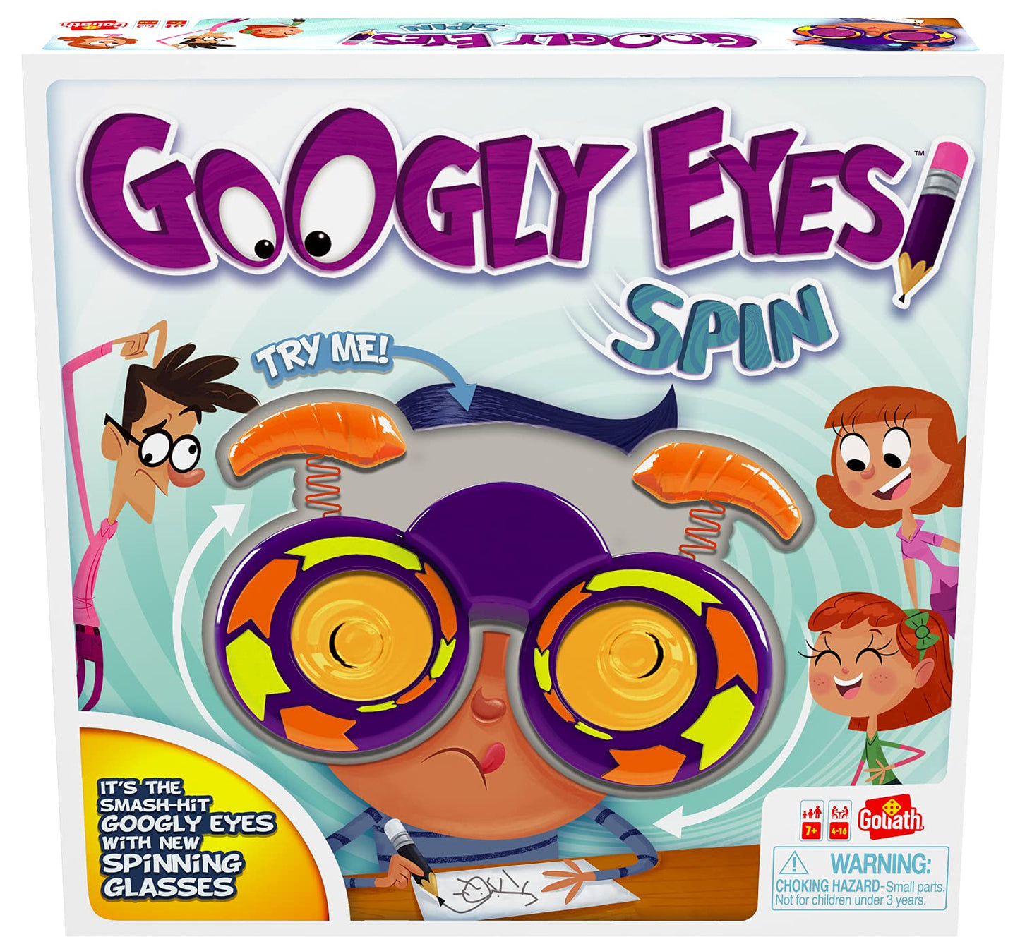 Googly Eyes Spin - The Classic Googly Eyes Family Drawing Game with Crazy, Vision-Altering Spinning Glasses by Goliath, Multi Co