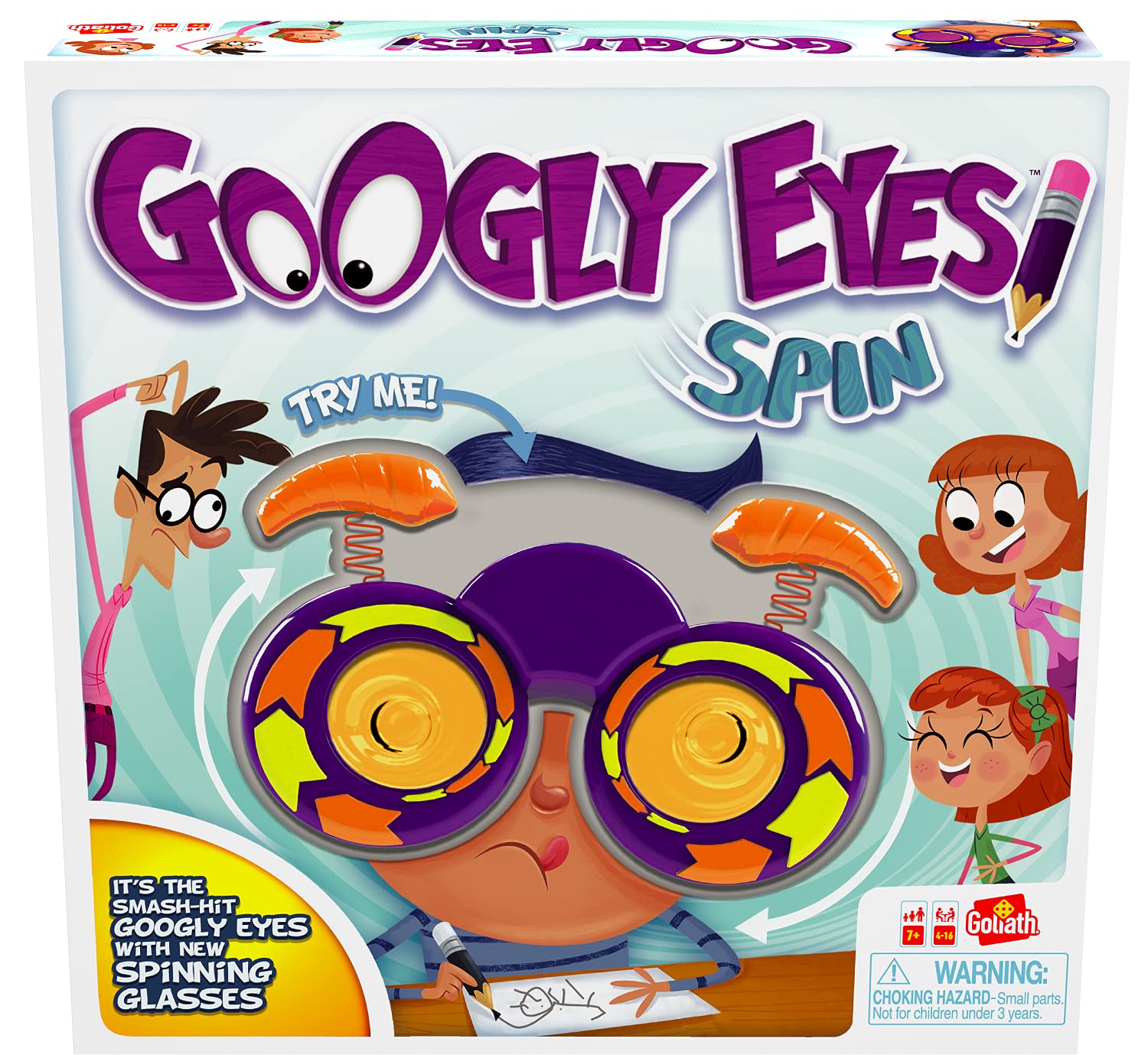Googly Eyes Spin - The Classic Googly Eyes Family Drawing Game with Crazy, Vision-Altering Spinning Glasses by Goliath, Multi Co