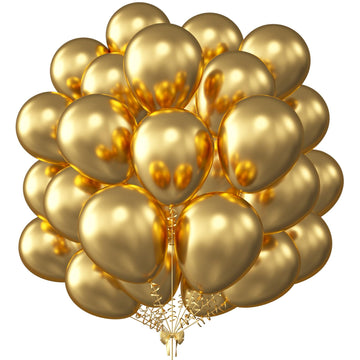 Kalor 12 Inch Metallic Gold Balloons, 50 Pcs Latex Helium Metallic Balloons For Kid'S Birthday Party, Baby Shower, Wedding, Graduate Party Decorations