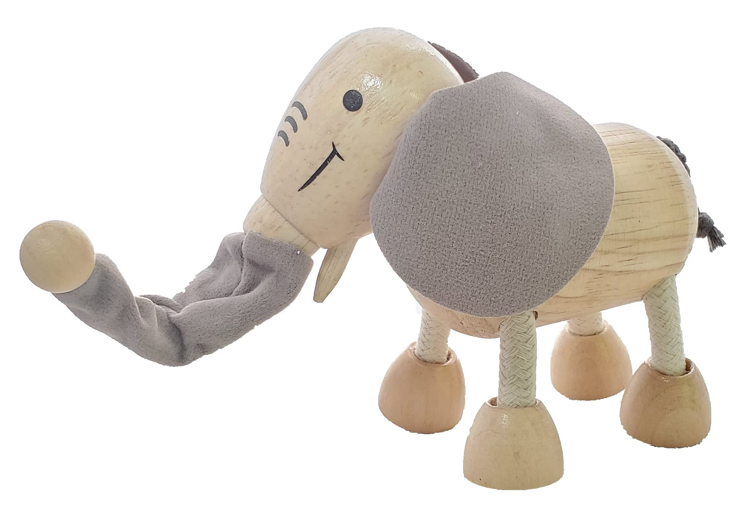 TEKOR Wooden Bendable Jungle Animal Toys (Set of 4) | Ages 3 & Up | Early Education Toy Animals for Kids | Elephant, Zebra, Hipp