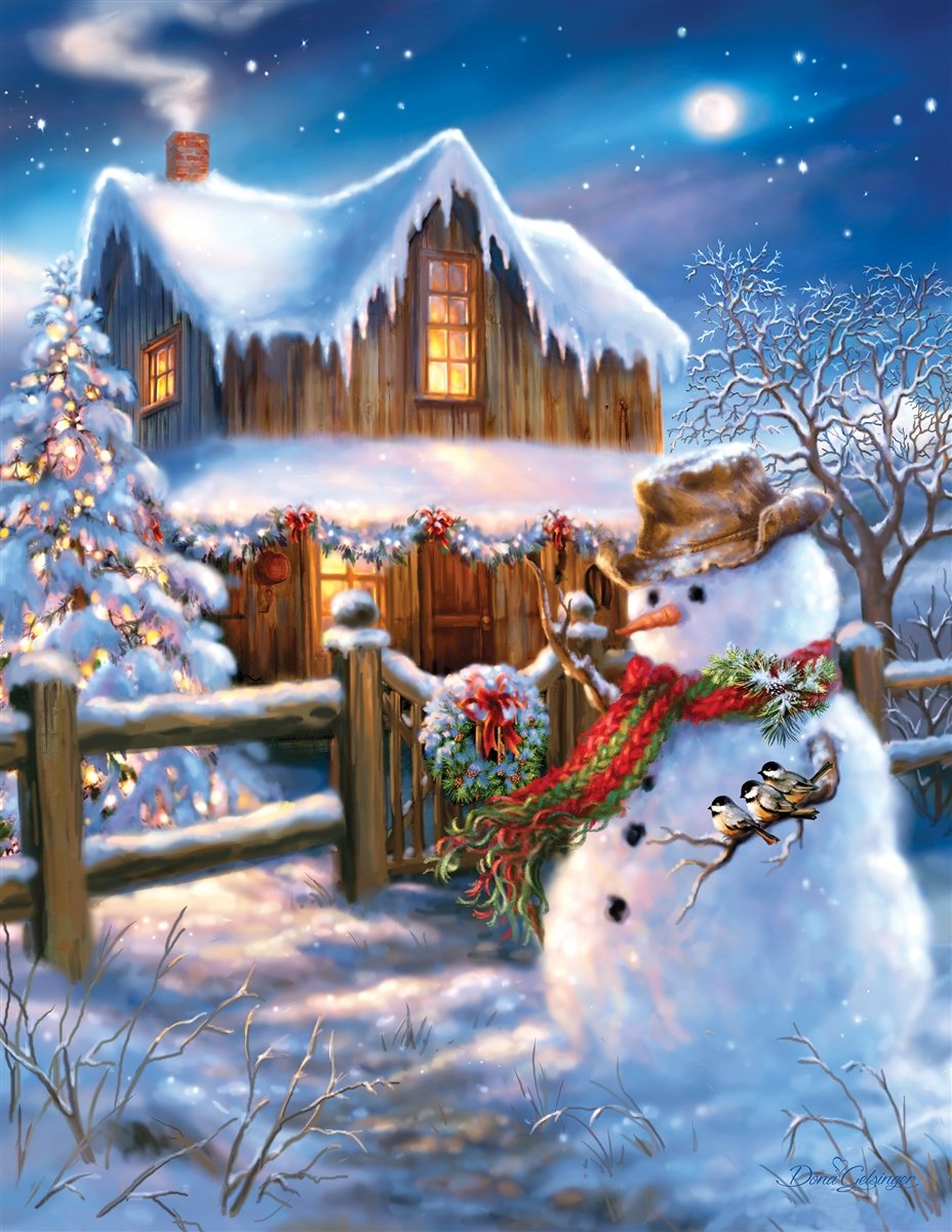 Springbok 500 Piece Jigsaw Puzzle - Country Christmas, Engineered Wood, Multi Color, Model 34-01535, Made in USA