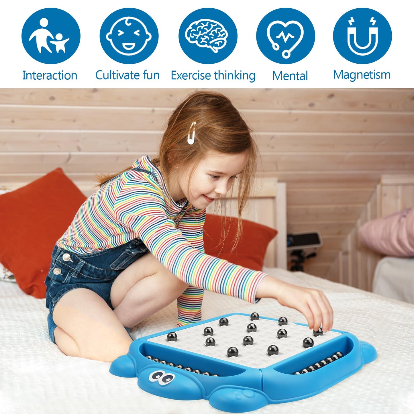 Upgraded Magnetic Chess Game Set,Magnet Board Games With 32 Magnetic Stones,Strategy Game,Family Game Party Game For Kids And Ad