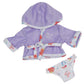JC Toys Bath Time Gift Set - 14" Vinyl African American Baby Doll in Purple Hooded Bathrobe - Model 16009 with Pacifier & Bath Friend