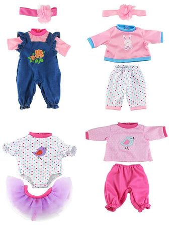 Doll Clothes 4 Sets Doll Fashion Outfits Fit For 43 Cm New Born Baby Dolls 14-16-17 Inch Baby Dolls 15 Inch Dolls 18 Inch Dolls（No Doll