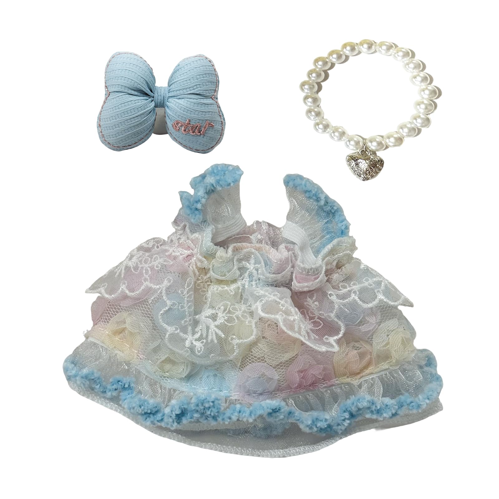 17cm Doll Clothes Set & Outfit Set for 17cm Dolls - enhanced Fashion Dresses with Accessories  elegant Chic Doll Clothing & Style Bundle Lace Blue
