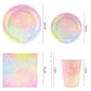 Pastel Birthday Party Supplies Decorations, Rainbow Theme Birthday Paper Plates And Napkins Set With Cups And Straws For 24 Gues
