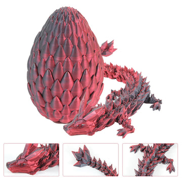 3D Printed Dragon Egg Toy 12'' Crystal Articulated Dragon With Eyes Decor Collectible