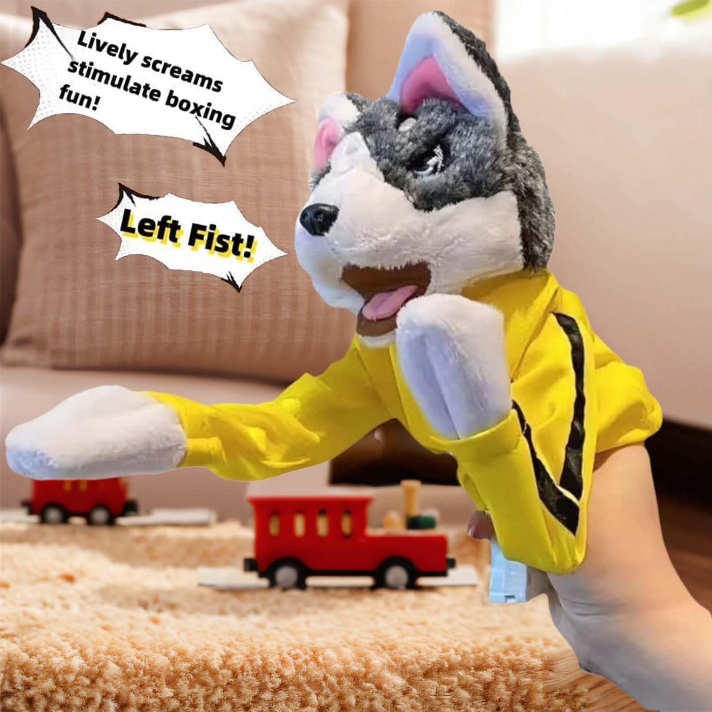 Kung Fu Husky, Punching Puppet, Dog Hand Puppet - Boxing Puppets, Kung Fu Animal Toy Husky Gloves With Sounds And Boxing Action, Boxing Puppet For Kids & Gifts.