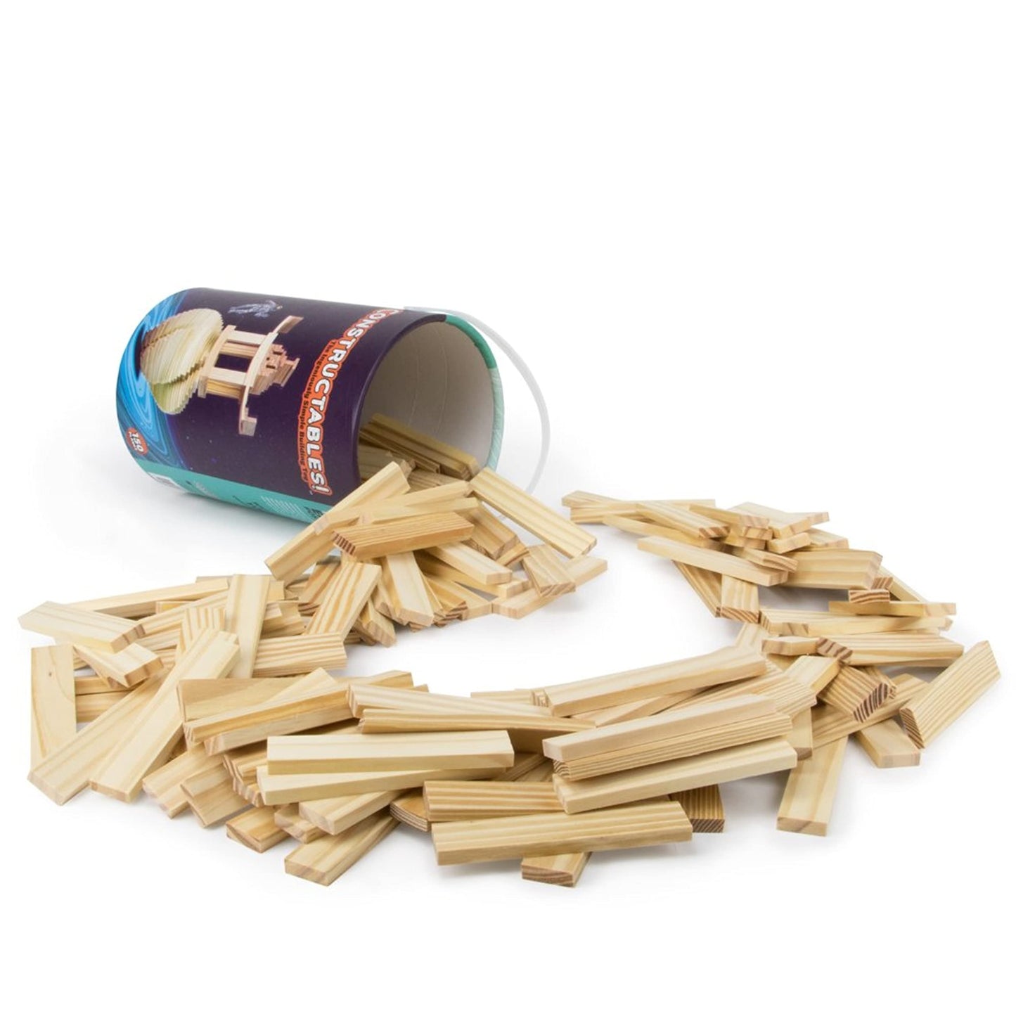 Imagination Generation Constructables! Pine Wood Building Planks, 150 Pieces - Educational Tinker Toys For Kids & Teens - Stem Stacking Blocks For Boys & Girls - Wooden Playset For Learning