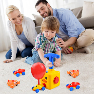 BAKAM Toddler Balloon Launcher & Powered Car Set, STEM Toy for Kids 3-5, Medium, Plastic, Model SY646A-12F, Duck Variant
