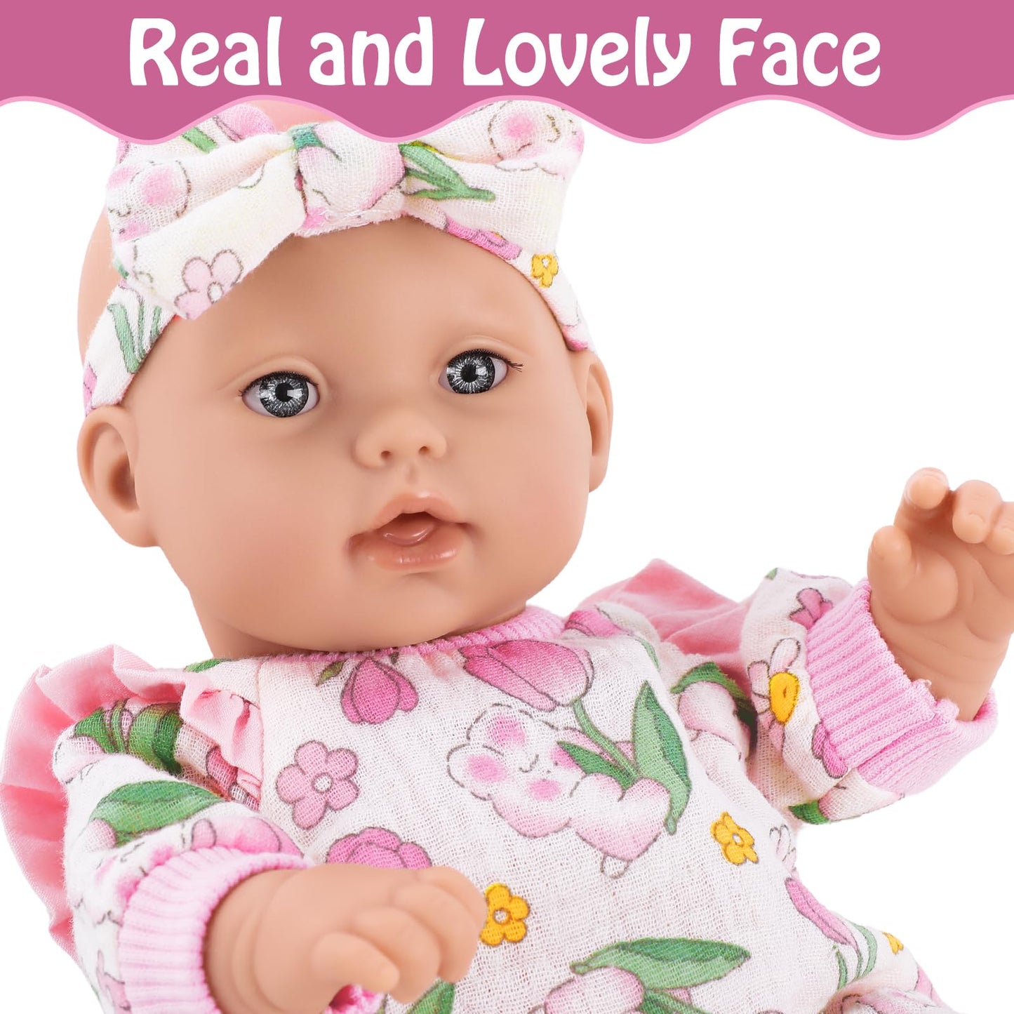 Uzidbto 12'' Girl Baby Dolls With Doll Clothes And Accessories,First Baby Doll Playset Includes Feeding Bottle,Pacifier Gift Ide