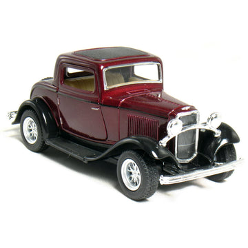 KiNSMART Set of 4: 5'' 1932 Ford 3-Window Coupe 1:34 Scale (Green/Maroon/Red/Yellow) Toy, Multicolor
