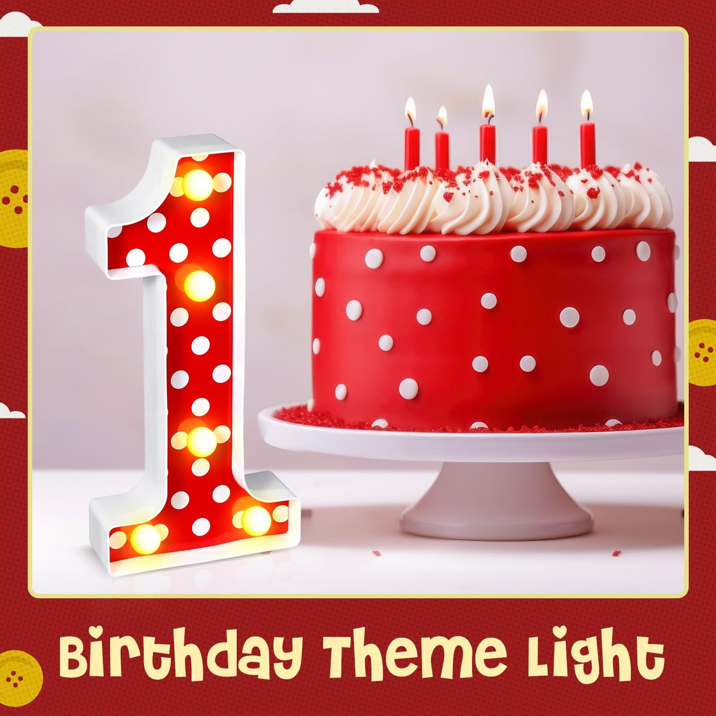 Glooglitter Mouse Birthday Decorations Marquee Light up Number Glowing Mouse Number Sign for 1st 2nd 3rd Boy Girl Kid Birthday P