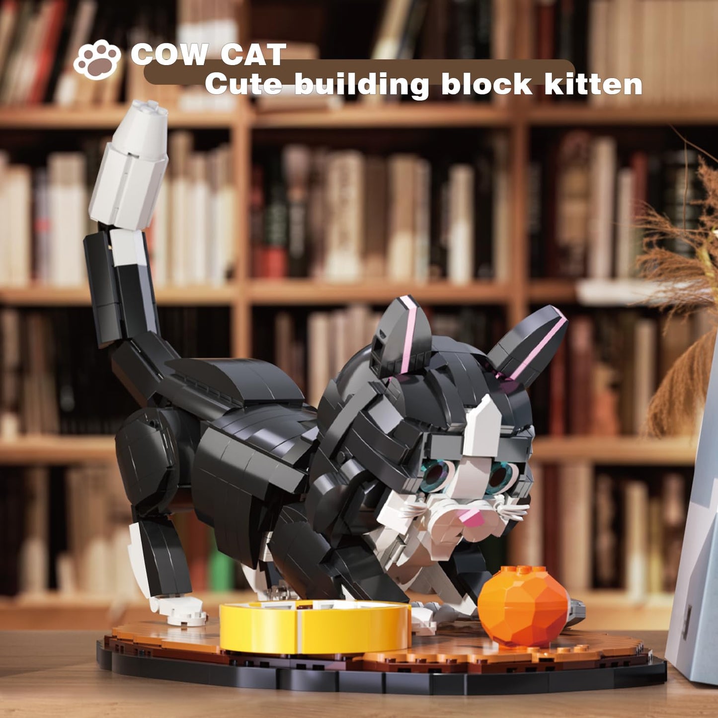 Mkmimo Tuxedo Cat Building Blocks Set, 1200PCS Plastic, 12.3"x7.6"x9.4", Perfect Gift for Animal Lovers, Compatible with Lego
