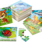 Yopay 24 Pack Wooden Puzzles For Kids,Mini Jigsaw Animal Puzzles Set For Kids Boys Girls, Early Preschool Educational Toys, 20 Animal Patterns + 4 Transportations