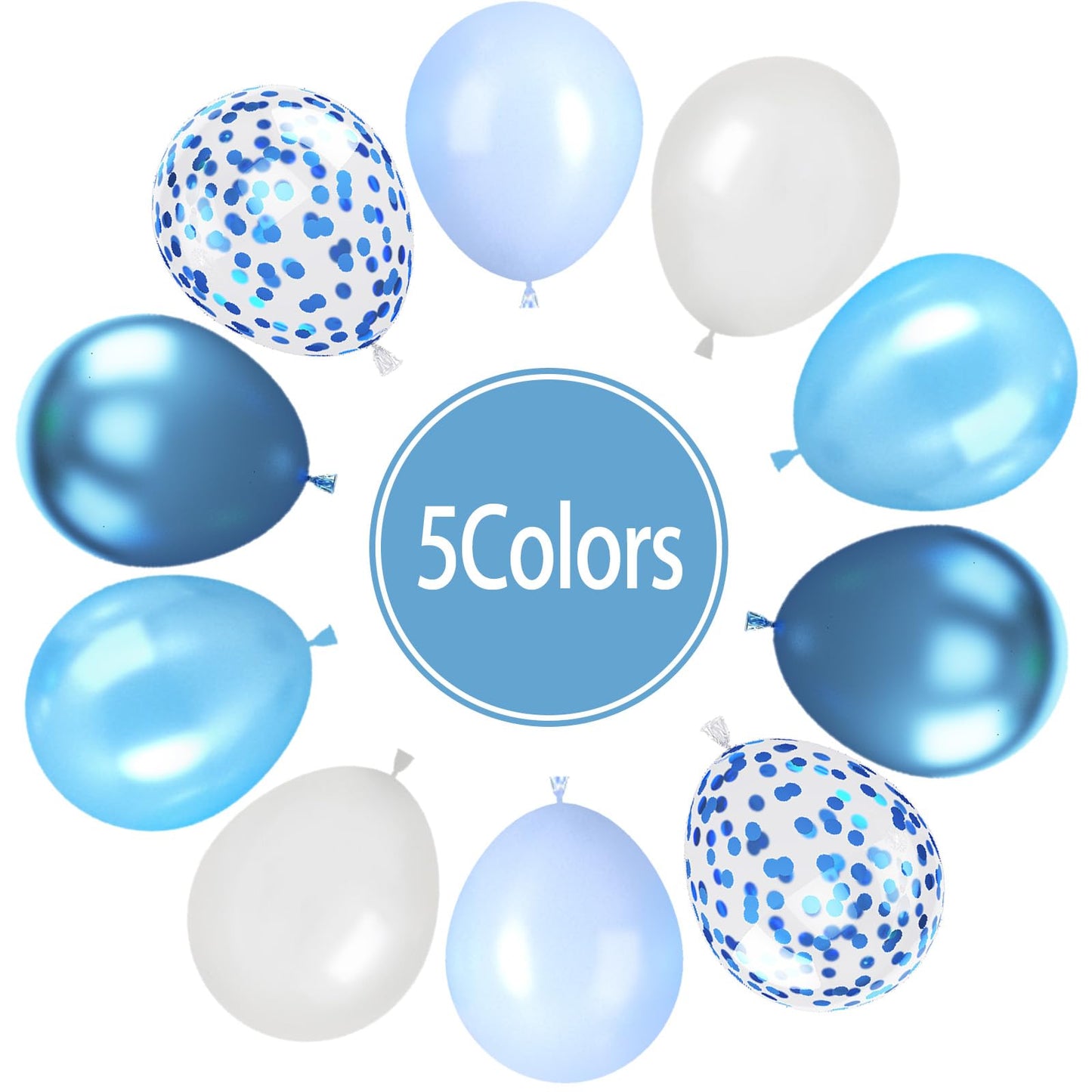 Paready Blue Balloons Set, 60 Pcs 12 Inch Pearl & Metallic Blue, Rubber Baby Shower & Birthday Decorations