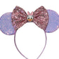 Clgift Princess Minnie Ears,Pick Your Color, Flower Minnie Ears, Floral Minnie Ears, Purple Sparkle Mouse Ears (Daisy Duck)