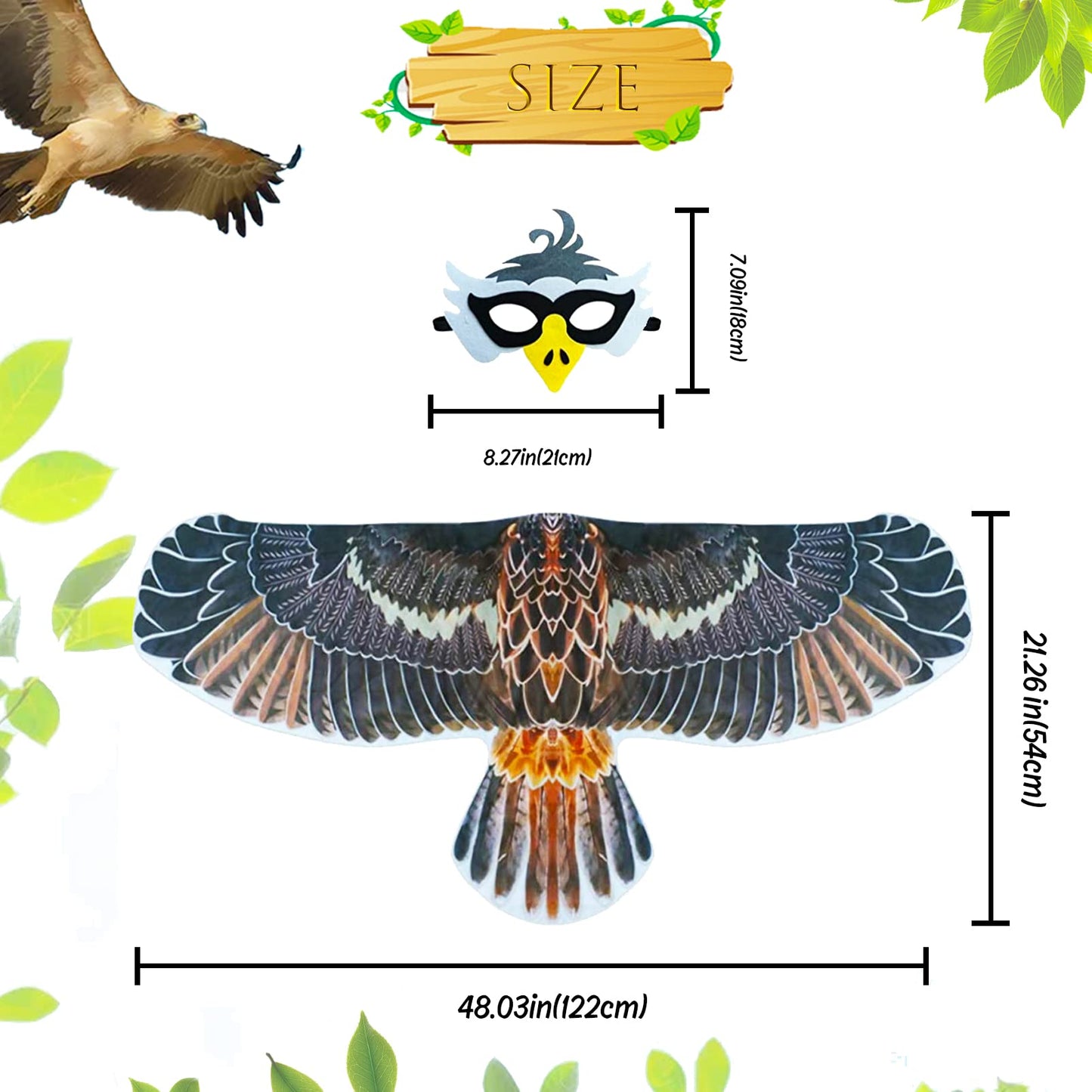 D.Q.Z Kids Eagle Costume - Gray Animal Dress Up Toy, 120cm x 60cm, Polyester, Perfect for Halloween Party Role Play