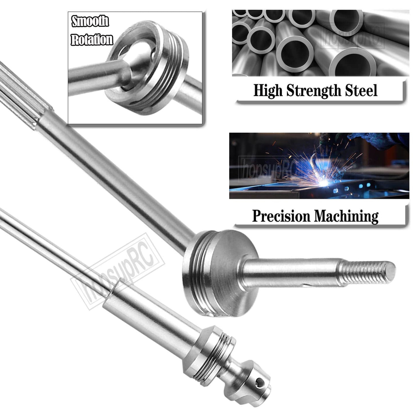 Hopsuprc #45 Steel Drive Shaft Cvd Upgrades For 1/10 Slash Vxl 4X4,Rustler Vxl 4X4,Stampede Vxl 4X4,Hoss Vxl 4X4 4Wd,Stainless F