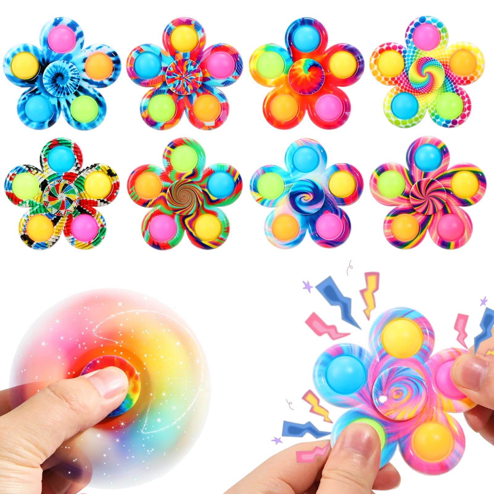 Wellvo 10 Pack Party Favors Fidget Spinners For Kids 4-8 8-12, Goodie Bag Stuffers For Kids 3-5, Pop Fidget Toys Bulk Classroom
