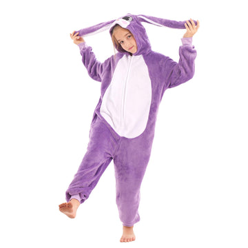 TYONMUJO Animal Onesie Costume for Kids Halloween Costumes for Girls Boys Cosplay Outfit Rabbit Bunny Purple 130
