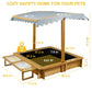 Ketive Kids Wooden Sandbox With Cover, Outdoor Sand Box With Lid 2 Side Buckets, 4 Bench Seats & All-Round Bottom Liner, Uv-Resi