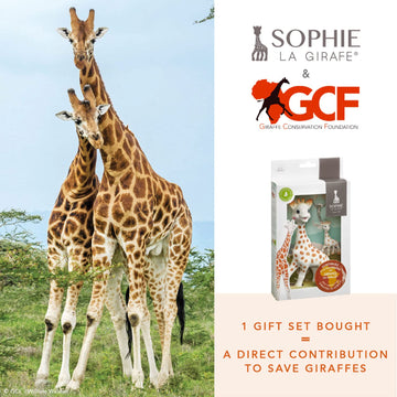 Sophie la girafe Giraffe Conservation Foundation Set - Handcrafted Natural Rubber Teething Toys, Small, Includes Mini Keychain, Model 516514