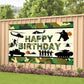 Yilzo Camo Backdrop - Happy Birthday Banner, 70.8 x 47.2 Inch, Camouflage Army Military Photography Background for Soldier Party Decorations