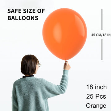 Oupking 18 Inch Orange Balloons Big Round Latex Balloon Giant Thick Balloons For Party Decorations Pack Of 25