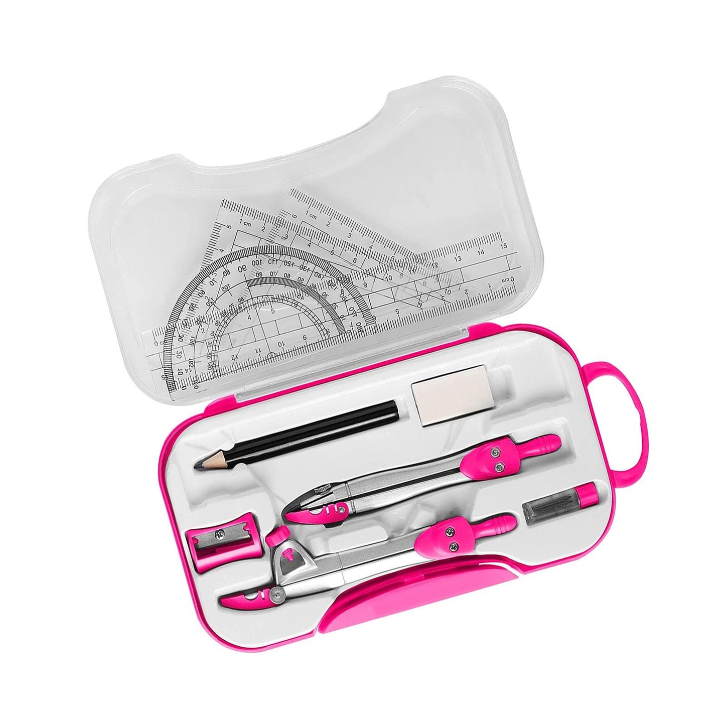 Jazzy Pearls Math Geometry Kit Compass Set Protractor Triangle Ruler School Teachers Pink Stencils & Templates MultiPurpose Cra