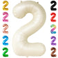 Katchon Cream White Number 2 Balloon - 40 Inch, 2Nd Birthday Party Decoration, Reusable, Unisex