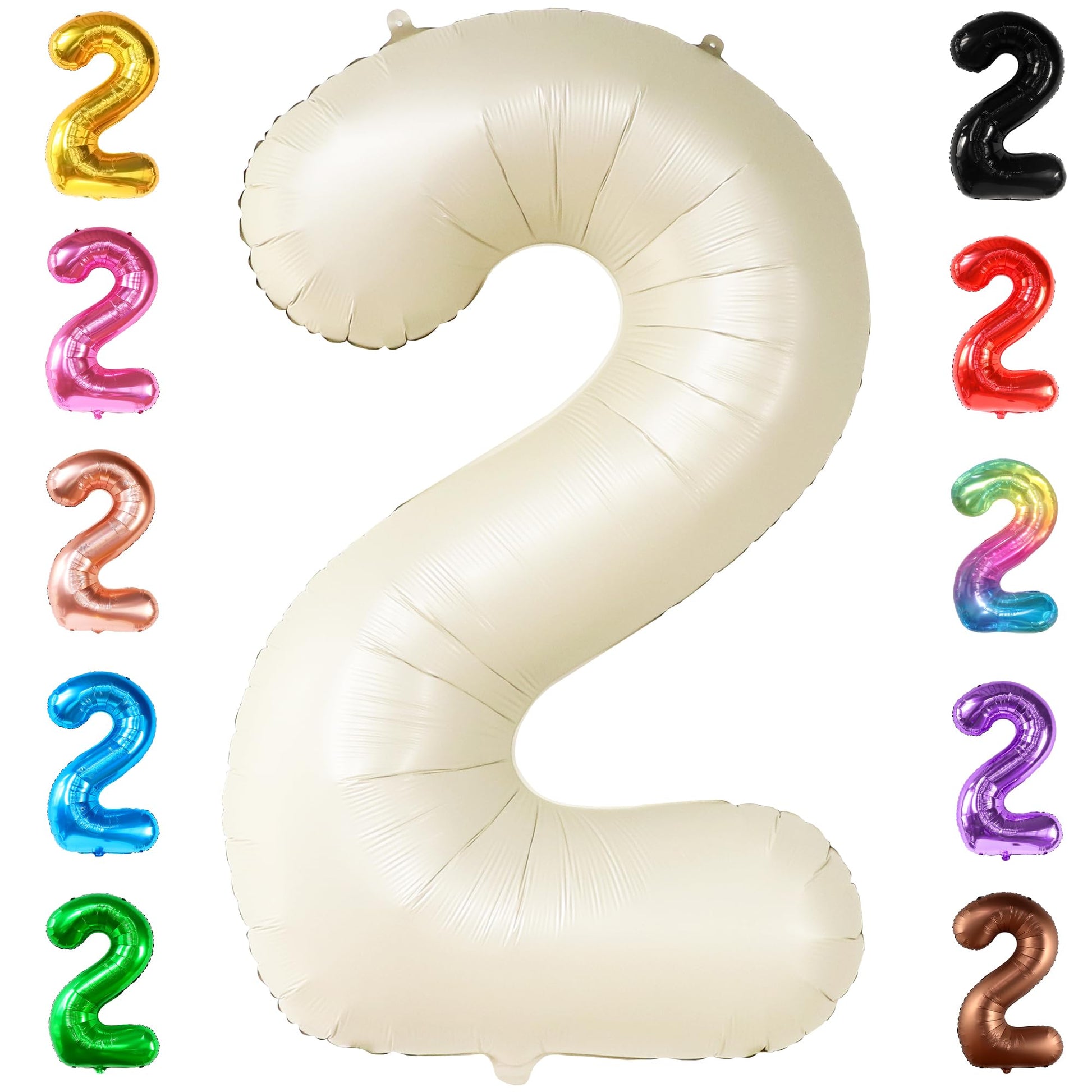 Katchon Cream White Number 2 Balloon - 40 Inch, 2Nd Birthday Party Decoration, Reusable, Unisex